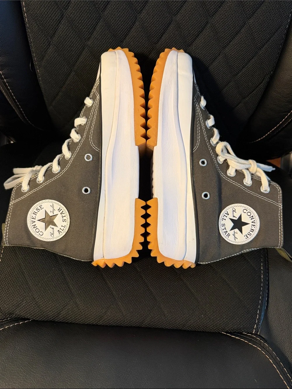 Converse Run Star Hike High Top Platform Sneaker in Olive & White w/ Gum Sole